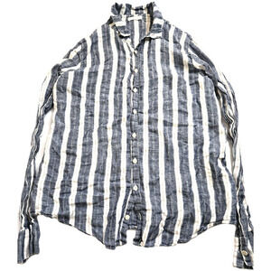 CP Shades Romy Linen Button Down Shirt Striped Blouse Long Sleeve Loose Large